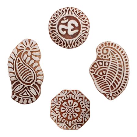 Set of 4 Piece New Mix Wooden Printing Blocks